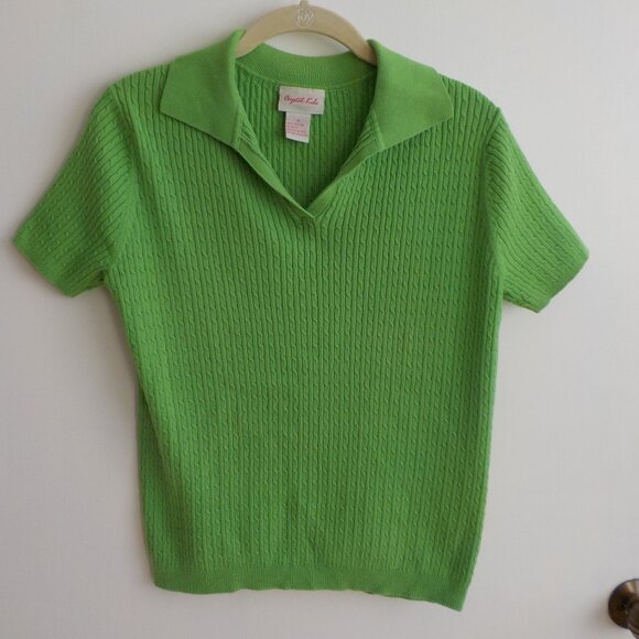 Crystal Kobe Sweater - Women - Small - Short Sleeve - Kelly Green - Vintage Y2K - Picture 5 of 6